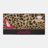 Glamoureuze luipaard print Girly gepersonaliseerd Bureaumat (Voorkant)