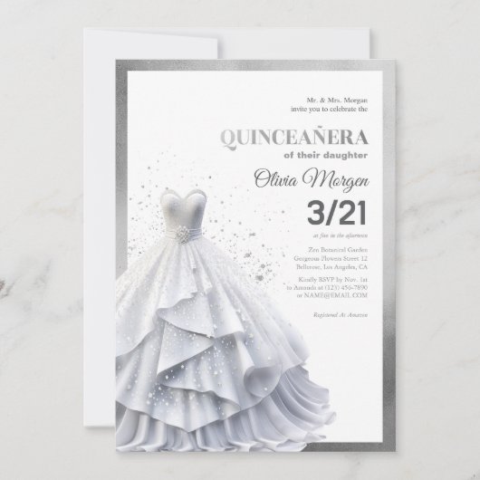 Glamoureuze Lux Silver Glitter en Folie Formal Dre Bedankkaart (Voorkant)