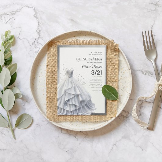 Glamoureuze Lux Silver Glitter en Folie Formal Dre Bedankkaart