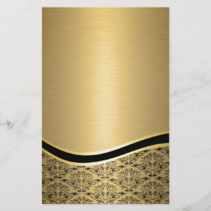 Glamoureuze luxe gouden damast monogram briefpapier