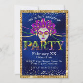 Glamoureuze Masquerade Mardi Gras Party Kaart (Voorkant)
