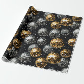 Glamoureuze Metallic Goud en Zilveren Discobal Cadeaupapier (Uitgerold)