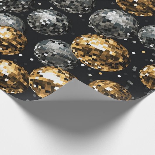 Glamoureuze Metallic Goud en Zilveren Discobal Cadeaupapier (Hoek)