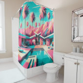 "Glamoureuze Mid-Century Modern Pool" Douchegordijn (In situ)