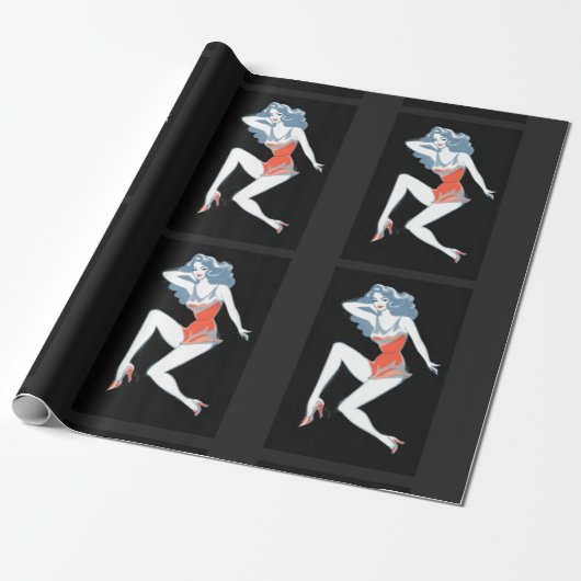 Glamoureuze model die Thunder_Cove poseert Cadeaupapier (Uitgerold)