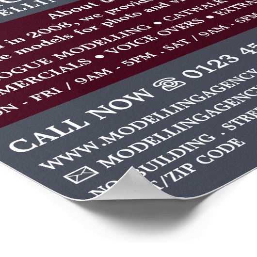 Glamoureuze model, modellenbureau, modelagent poster (Hoek)