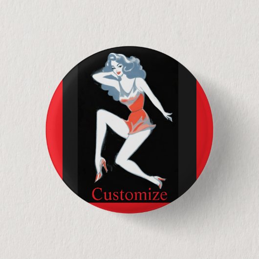 Glamoureuze model poserend in Thunder_Cove Ronde Button 3,2 Cm (Voorkant)