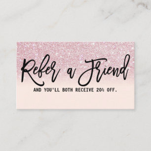 Glamoureuze moderne chique Girly Pink Glitter Ombr Aanbevelingskaartje