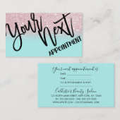 Glamoureuze moderne Girly Mint Roze Glitter Ombre Afsprakenkaartje (Voorkant / Achterkant)