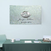 Glamoureuze moderne schitterige zilverlippen spandoek (Beurs)