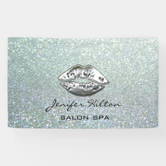 Glamoureuze moderne schitterige zilverlippen spandoek (Horizontaal)