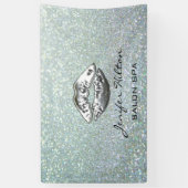 Glamoureuze moderne schitterige zilverlippen spandoek (Verticaal)