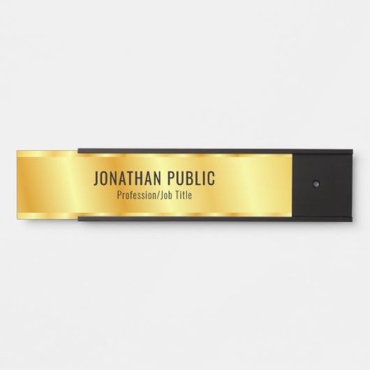 Glamoureuze moderne zwart-gouden Sjabloon Deurbordje (Voorkant)