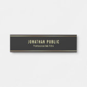 Glamoureuze, moderne zwarte en goudSjabloon Deurbordje (Voorkant)