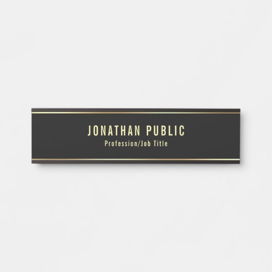 Glamoureuze, moderne zwarte en goudSjabloon Deurbordje (Voorkant)