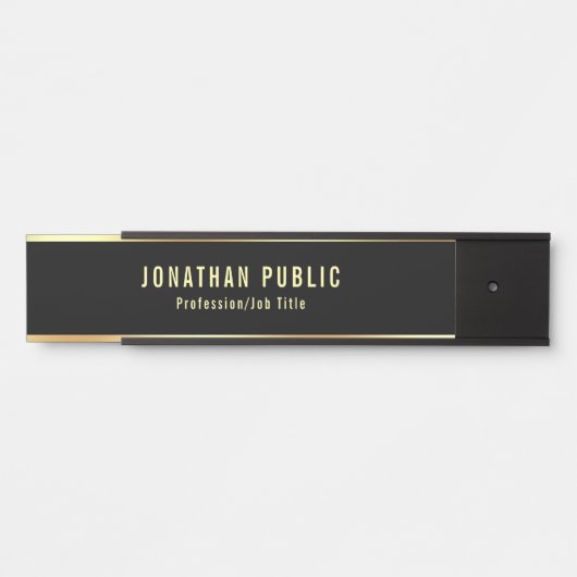 Glamoureuze, moderne zwarte en goudSjabloon Deurbordje (Voorkant)