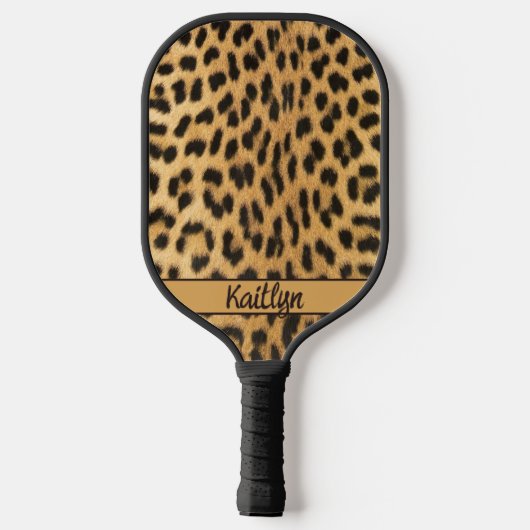 Glamoureuze naam van Leopard Print Script Pickleball Paddle (Achterkant)