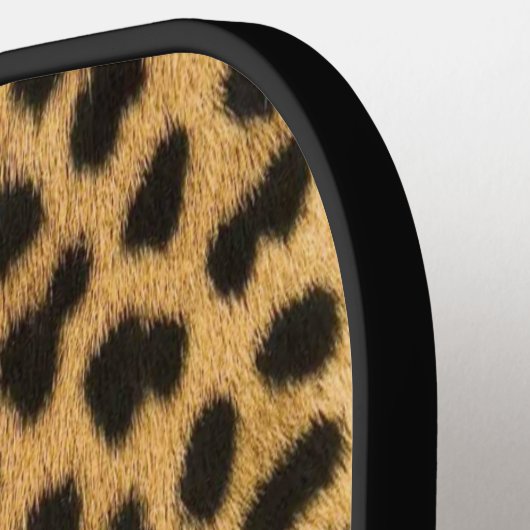 Glamoureuze naam van Leopard Print Script Pickleball Paddle (Links Detail)