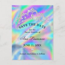 Glamoureuze namaak holografische Save The Date Swe