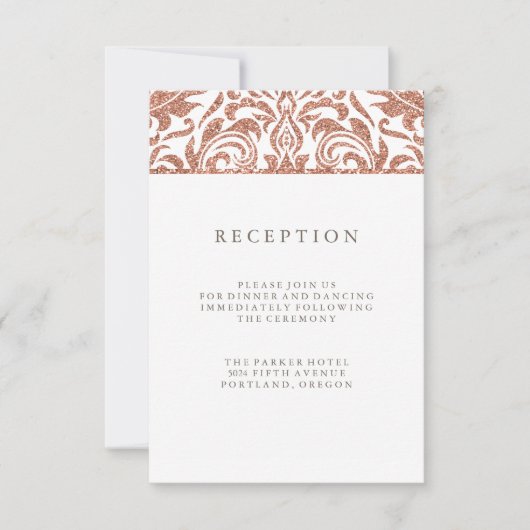 Glamoureuze namaak rozen gouden glinsterende damas kaart (Voorkant)