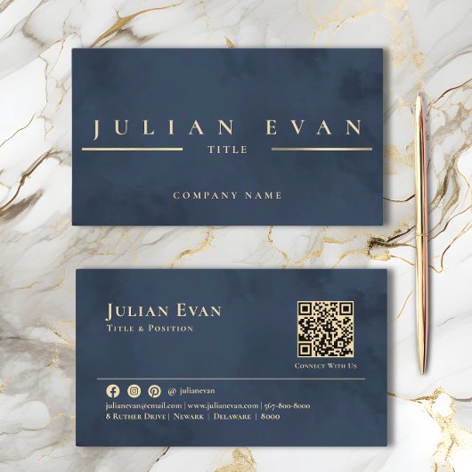 Glamoureuze Navy Blue Gold Professional Visitekaartje