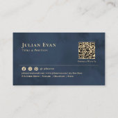 Glamoureuze Navy Blue Gold Professional Visitekaartje (Achterkant)