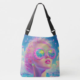 Glamoureuze Neon Vrouw Met Mousserende Brillen Crossbody Tas