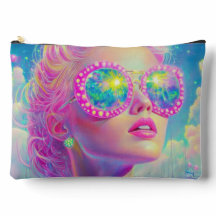 Glamoureuze Neon Vrouw Met Mousserende Brillen