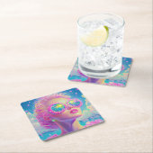 Glamoureuze Neon Vrouw Met Mousserende Brillen Kartonnen Onderzetters (Insitu)