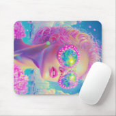 Glamoureuze Neon Vrouw Met Mousserende Brillen Muismat (Met muis)