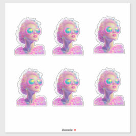 Glamoureuze Neon Vrouw Met Mousserende Brillen Sticker