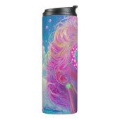 Glamoureuze Neon Vrouw Met Mousserende Brillen Thermosbeker (Gedraaid links)