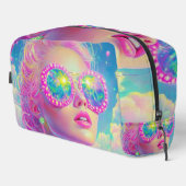 Glamoureuze Neon Vrouw Met Mousserende Brillen Toilettasje (Rechterhoek)