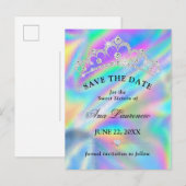 Glamoureuze nep-holografische Save The Date Sweet Briefkaart (Voorkant / Achterkant)
