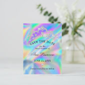 Glamoureuze nep-holografische Save The Date Sweet Briefkaart (Staand voorkant)