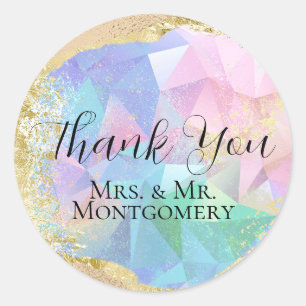 Glamoureuze Opal Edelsteen met Goud Ronde Sticker