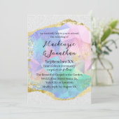 Glamoureuze Opal Edelsteen met Gouden Bruiloft Kaart (Staand voorkant)