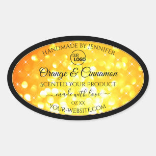 Glamoureuze Oranje mousserende glitteretiketten Ovale Sticker