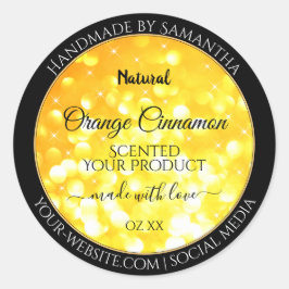 Glamoureuze Oranje mousserende glitteretiketten Ronde Sticker