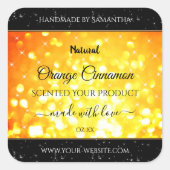 Glamoureuze Oranje mousserende glitteretiketten Vierkante Sticker (Voorkant)