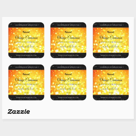 Glamoureuze Oranje mousserende glitteretiketten Vierkante Sticker (Vel)