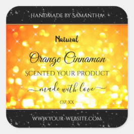 Glamoureuze Oranje mousserende glitteretiketten Vierkante Sticker