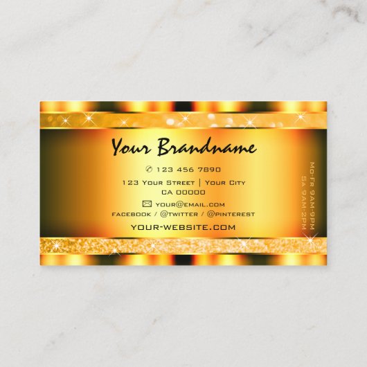 Glamoureuze Oranje Sparkle Glitter Stars Stijlvol Visitekaartje (Achterkant)