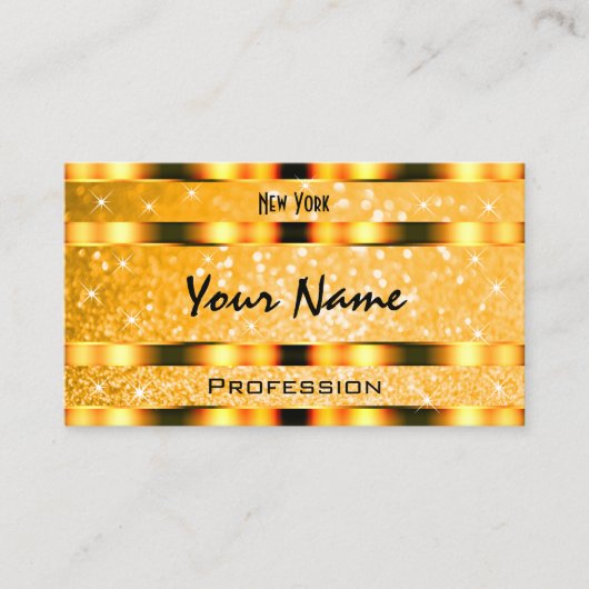 Glamoureuze Oranje Sparkle Glitter Stars Stijlvol Visitekaartje (Voorkant)