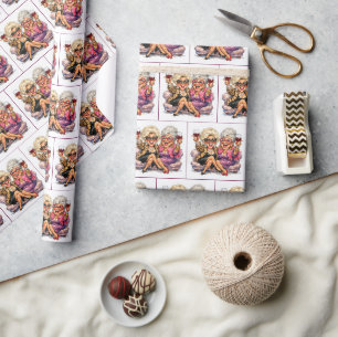 Glamoureuze Oude Dames Met Rode Wijn Cadeaupapier