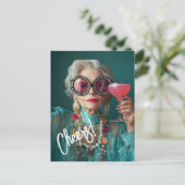 Glamoureuze oudere vrouw moedige luxe Mode Briefkaart (Staand voorkant)