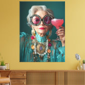 Glamoureuze oudere vrouw moedige luxe Mode Canvas Afdruk (Insitu (Woonkamer))