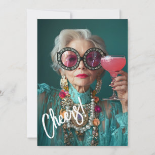 Glamoureuze oudere vrouw moedige luxe Mode Kaart
