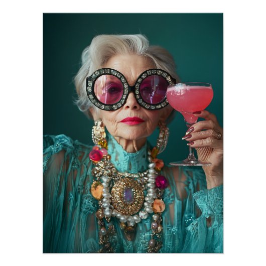 Glamoureuze oudere vrouw moedige luxe Mode Perfect Poster (Voorkant)