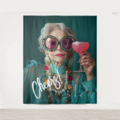 Glamoureuze oudere vrouw moedige luxe Mode Wandkleed (Voorkant)